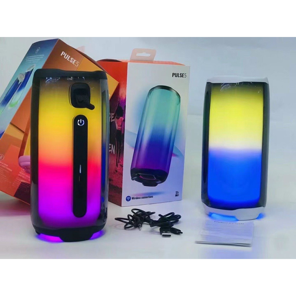 Loa Bluetooth Pulse 5, Loa Bluetooth Có Đèn Led Theo Âm Nhạc, Âm Thanh Sống Động, Pin Cực Khoẻ Thiết Kế Mới