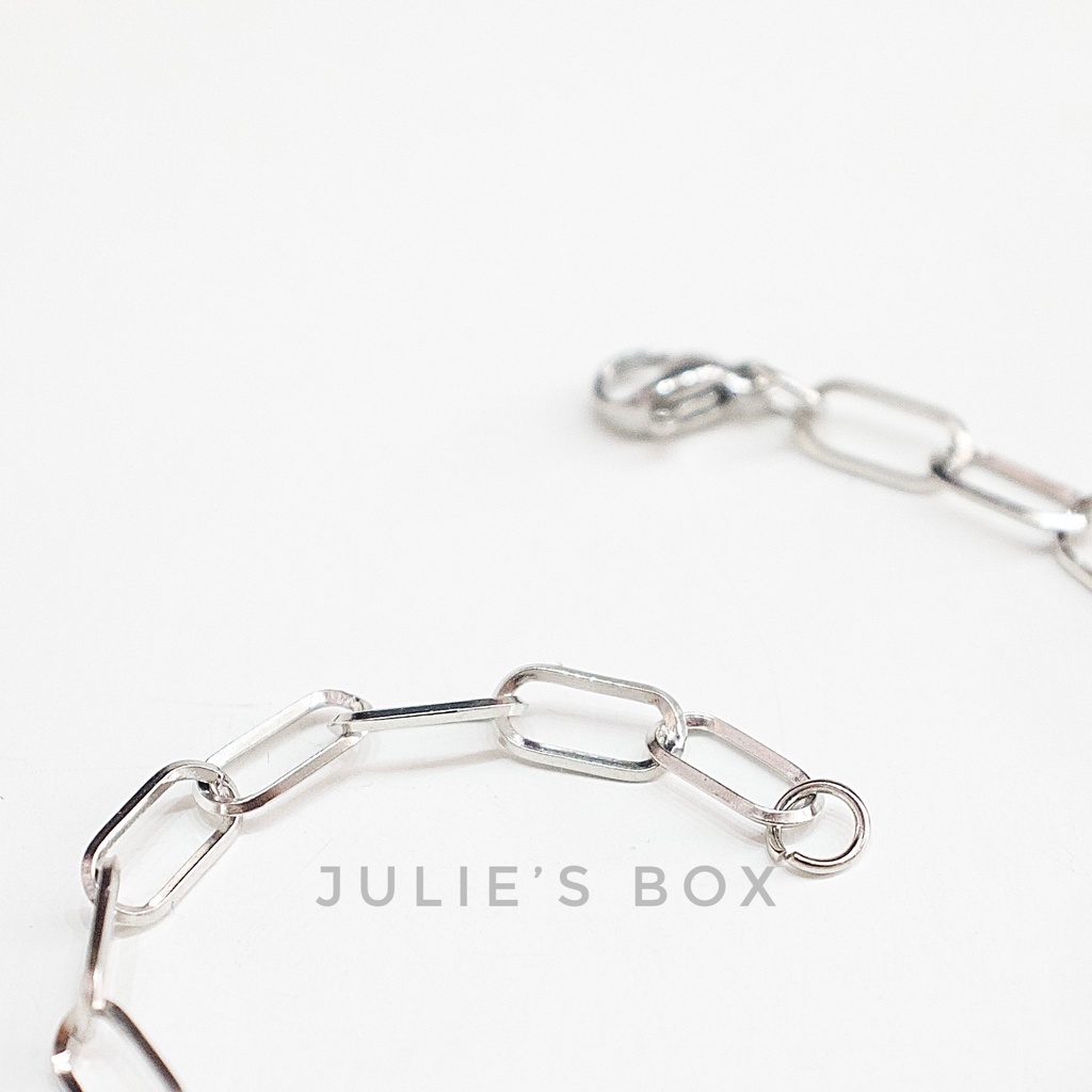 Vòng Tay Titan Basic Chain Unisex Màu Bạc Không Đen Không Gỉ Không Phai Màu Không Ngứa Bền julies box bracelet