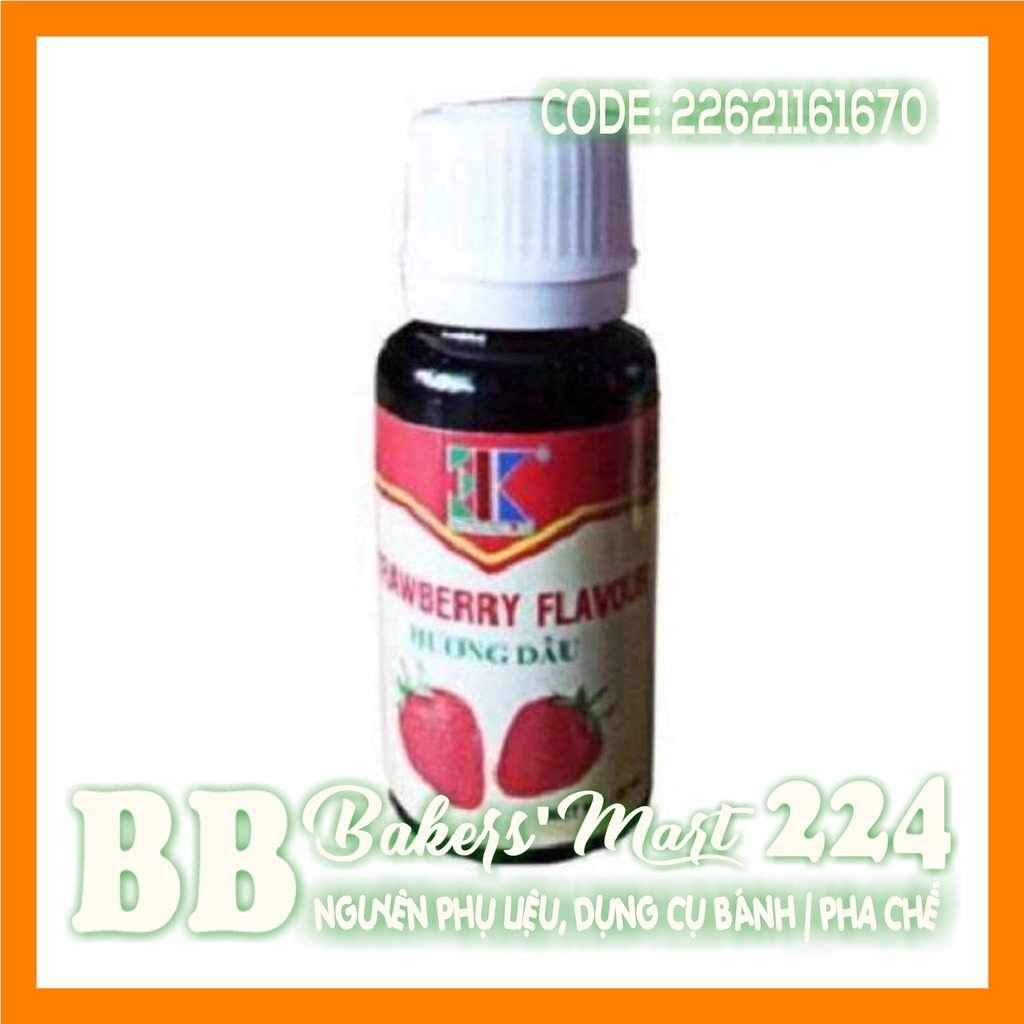 Hương mùi DÂU có màu 3K - Chai 20ml