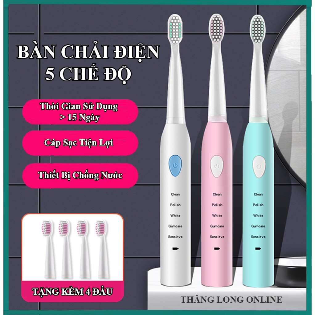 Bàn Chải Điện Hàng Nội Địa Trung Cao Cấp - Bàn Chải Điện Đánh Răng Tự Động 5 Chế Độ Sạch Sâu