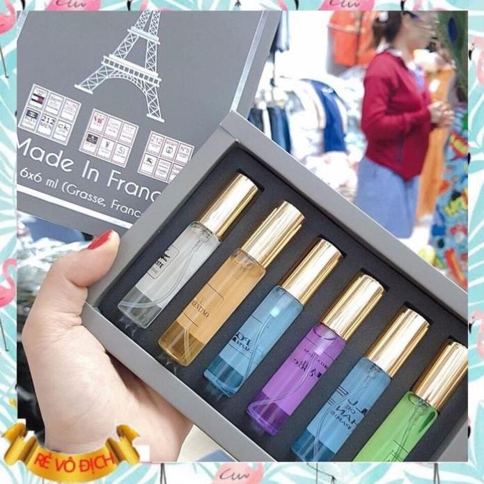 Gia Dụng Hộp 6 chai nước hoa mẫu thử dạng lăn - set nước hoa mini - cực thơm