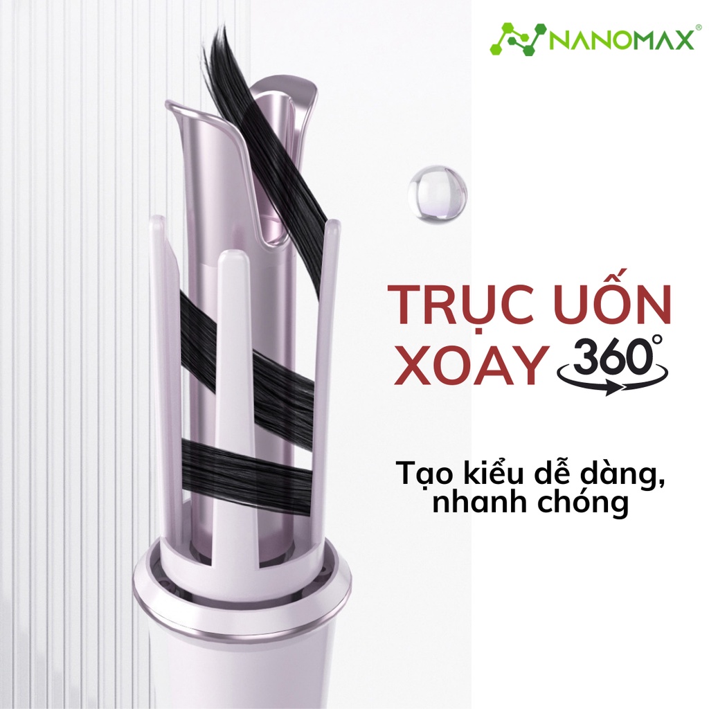 Máy Uốn Tóc Tự Động Xoay 360 Độ Nanomax Xn-390, Có Đèn Led Hiển Thị Nhiệt Độ Tiện Lợi, Bảo Hành 12 Tháng