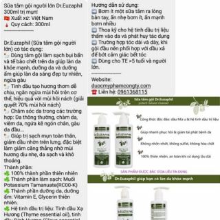 Sữa tắm gội sát khuẩn Dr.Euzaphil 300ml giảm mụn, sạch gầu,hết mụn