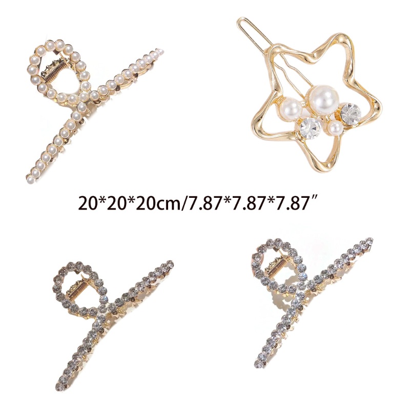 Set 4 Kẹp Tóc Càng Cua Lớn Bằng Kim Loại Chống Trượt Thời Trang