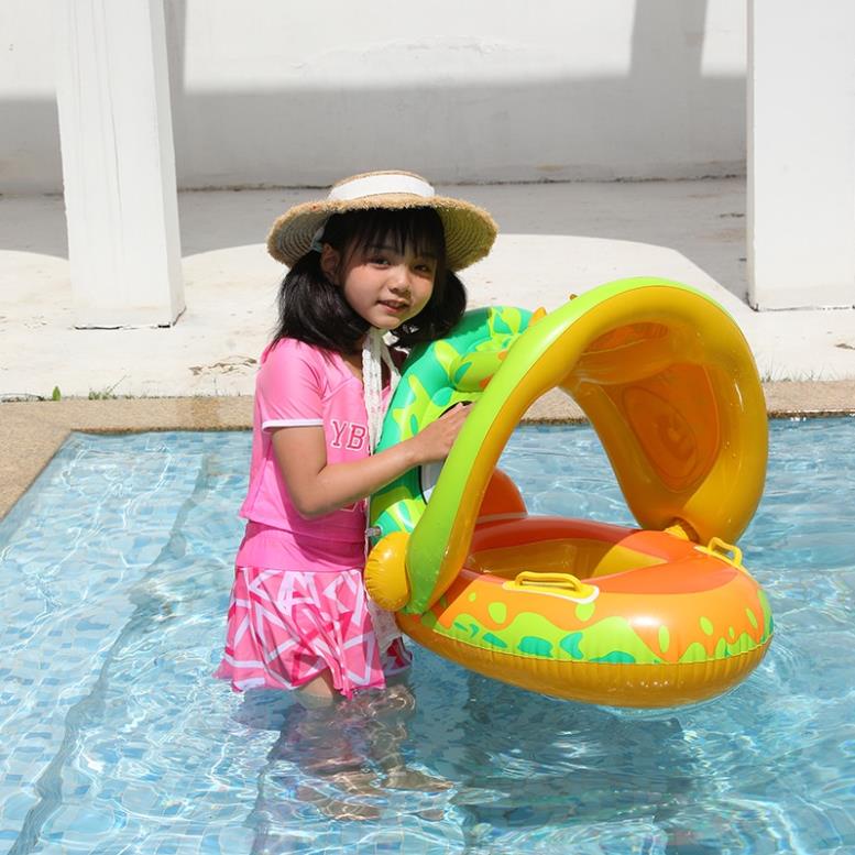 Phao Bơi Trẻ Em MILASO Phao Bơi Cho Bé Xỏ Chân Chống Lật Họa Tiết Khủng Long Đáng Yêu Có Mái Che SS-001390