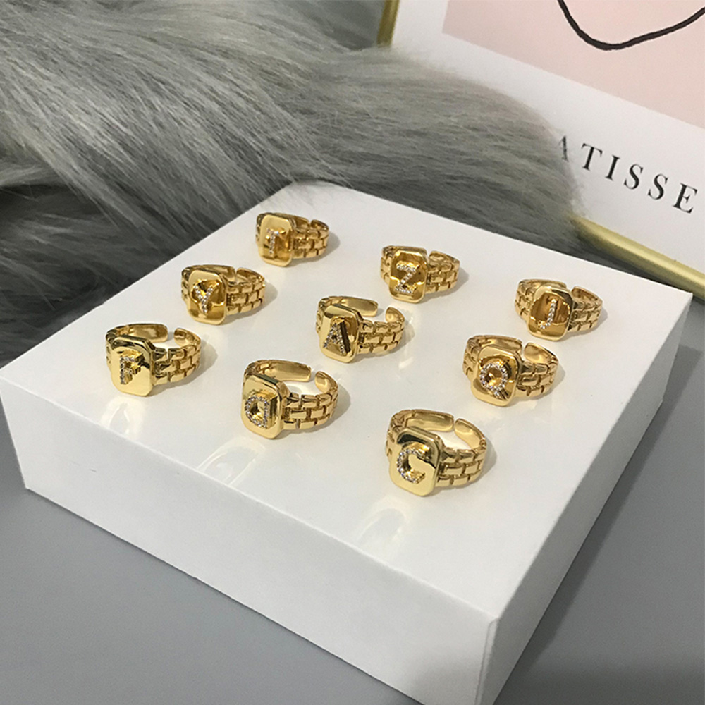 Nhẫn Đeo Tay Kim Loại Khắc Chữ A-Z Thời Trang Cho Nữ