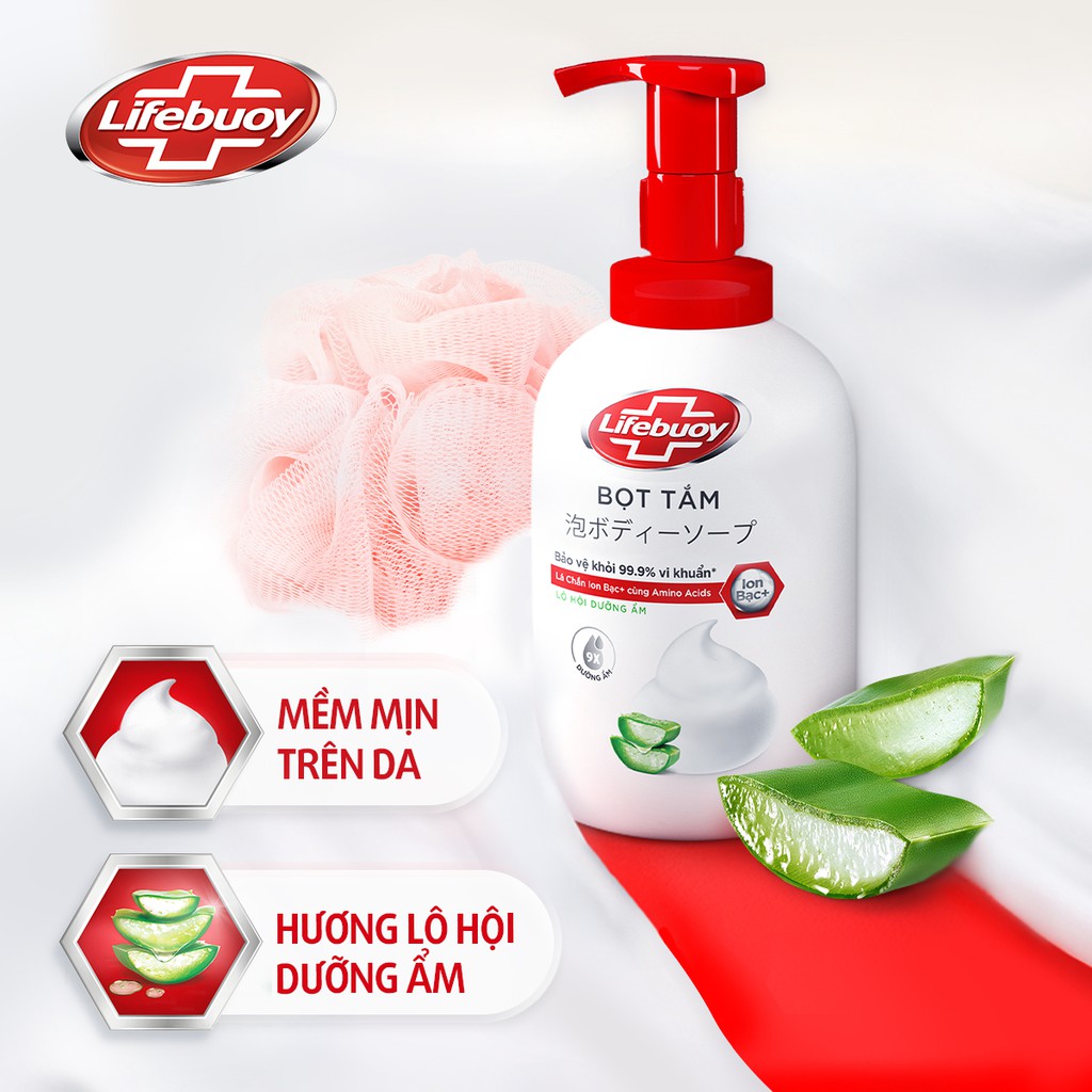 Bọt tắm dưỡng ẩm Lifebuoy hương Lô Hội 400ml