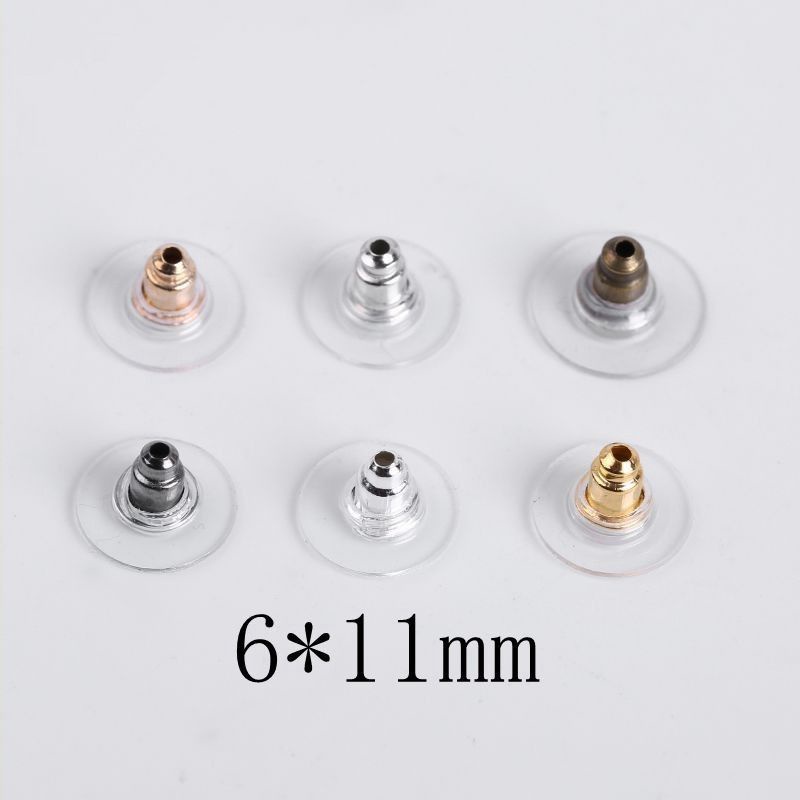 Set 100 cái chốt bông tai bằng kim loại vỏ nhựa trong suốt dùng làm đồ trang sức