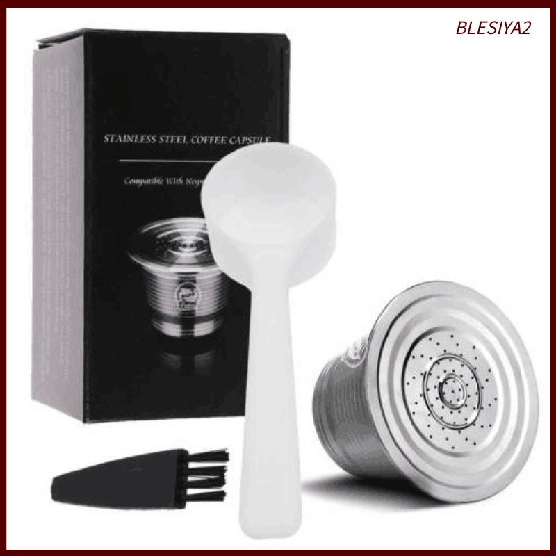 [BLESIYA2]Refillable Coffee Capsule Filter Pod with Spoon for Nespresso