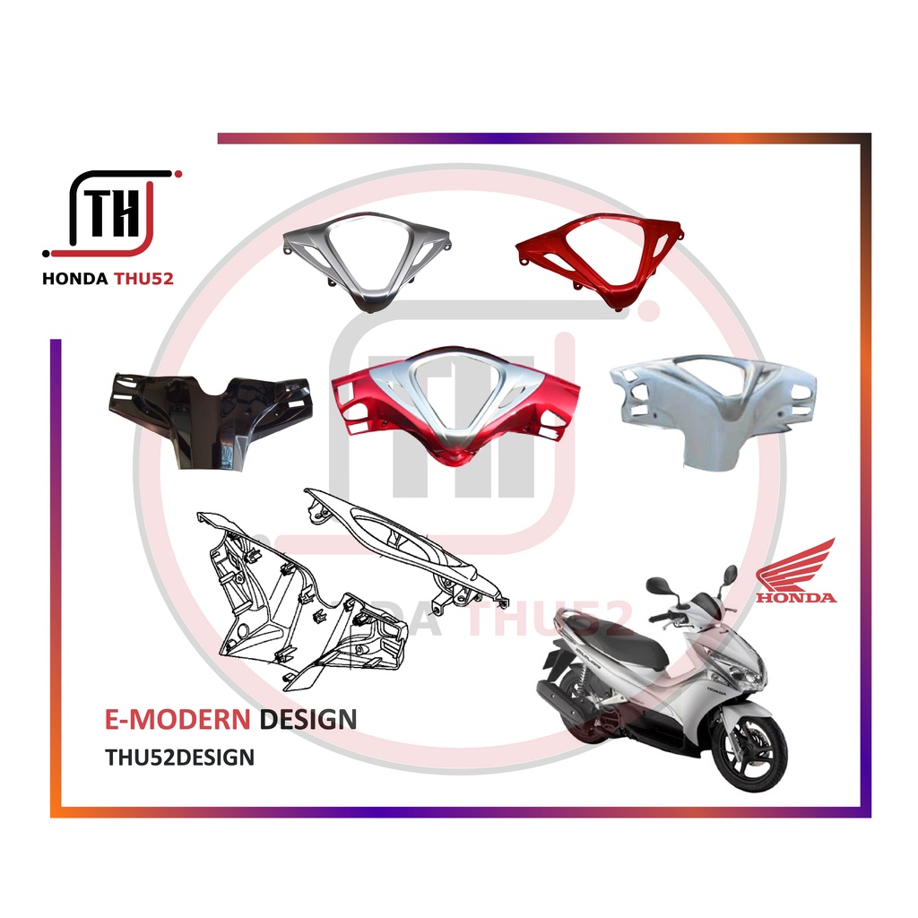 Nắp Sau Tay Lái Bợ Cổ Viền Đồng Hồ Xe AB Air Blade 2011 -2012 Trắng Đen Đỏ