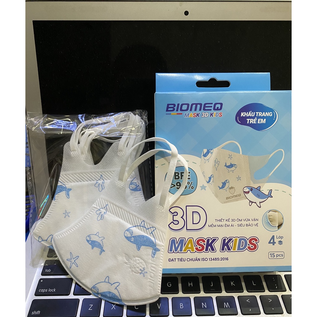 Khẩu trang y tế trẻ em kháng khuẩn 3 lớp BIOMEQ MASK+ KID cùng họa tiết dễ thương