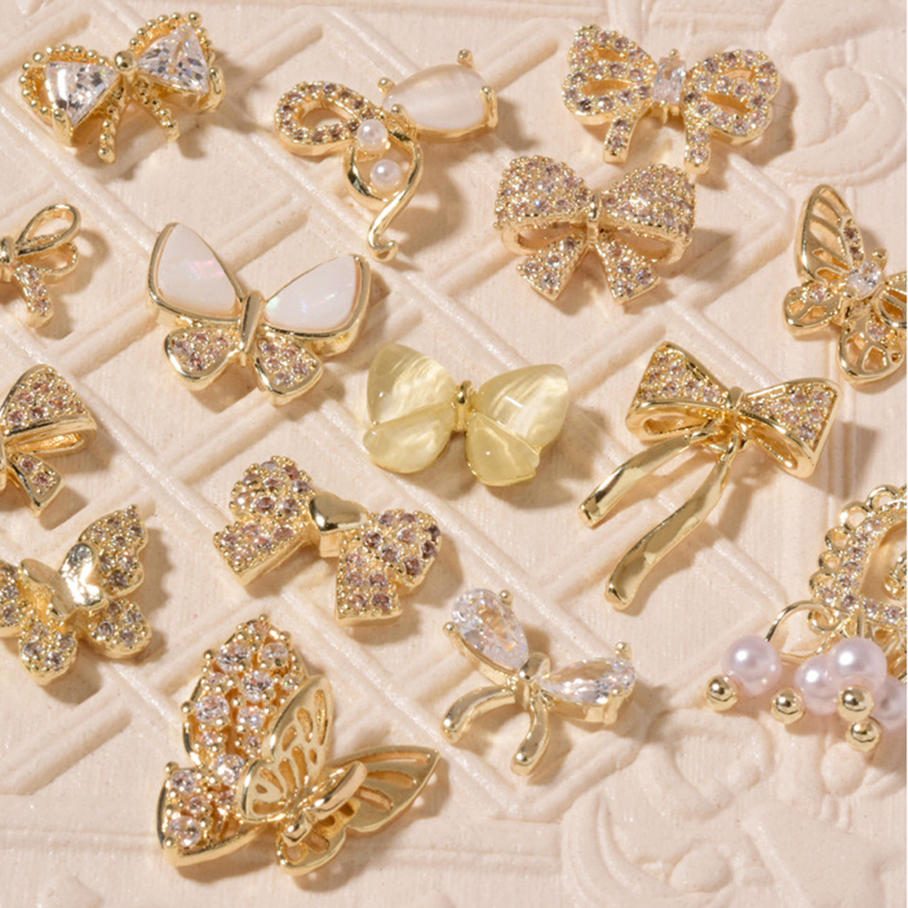 [Hàng mới về] Phụ kiện trang trí móng tay nhiều kiểu tùy chọn đính đá và ngọc trai sang trọng