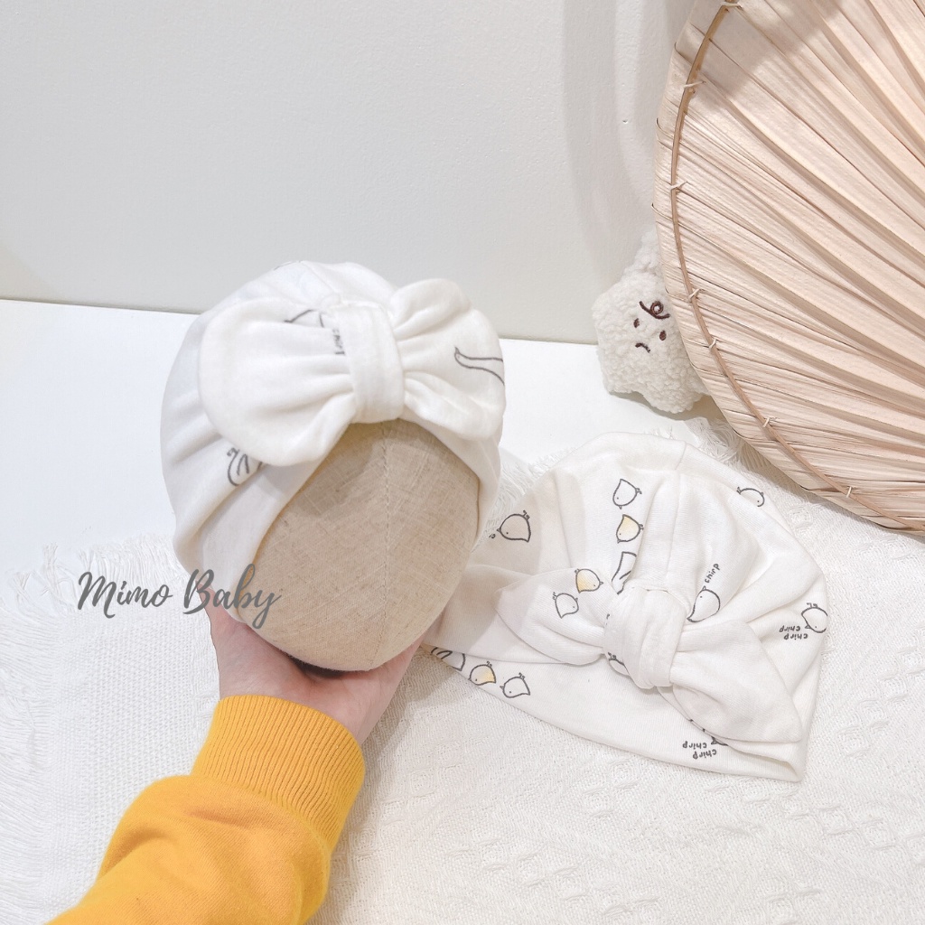 Mũ turban màu trắng họa tiết gà con đáng yêu cho bé MTB97 Mimo Baby