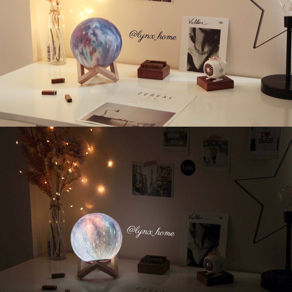 Đèn trang trí mặt trăng Galaxy 3D 16 màu Lynx Home cao cấp
