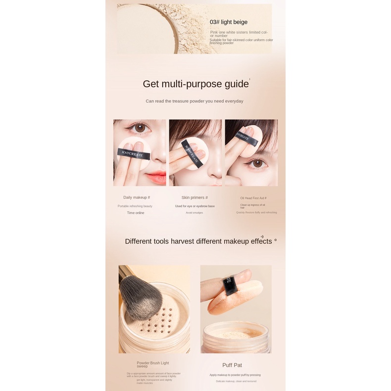 Phấn Phủ Dạng Bột Cố Định Lớp Trang Điểm Kháng Nước Không Nhòe Lâu Trôi Và Kiềm Dầu 12g