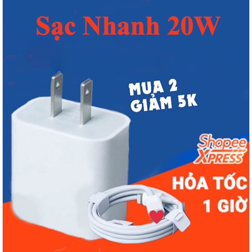 Sạc Nhanh Điện Thoại 20W / Bộ Sạc Nhanh 20W Hàng Sạc Chuẩn Cho 11 / 12 ProMax / 13 Pro - BH 6 Tháng