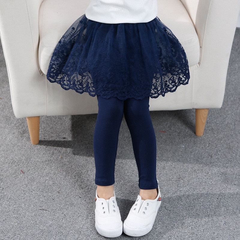 Quần Váy Legging Công Chúa Bằng Vải Cotton Phối Ren Thời Trang Xuân Thu Năm 2021 Cho Bé Gái 2-7 Tuổi