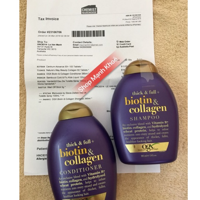 Dầu gội Biotin OGX 385ml