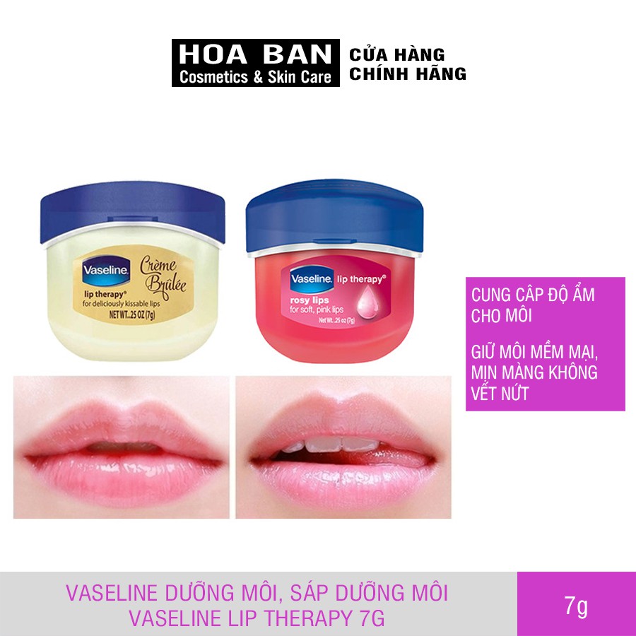 Dưỡng ẩm môi Vaseline dạng hũ mềm mịn chống khô nứt và thâm môi