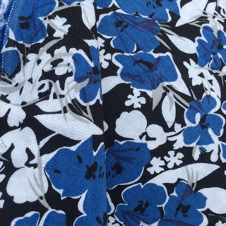 Vải linen bột hoa xanh màu trái việt quất!