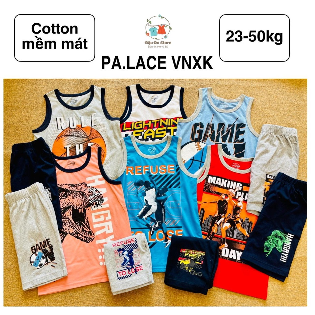 Bộ ba lỗ bé trai cotton 23-43kg PA.LACE VNXK