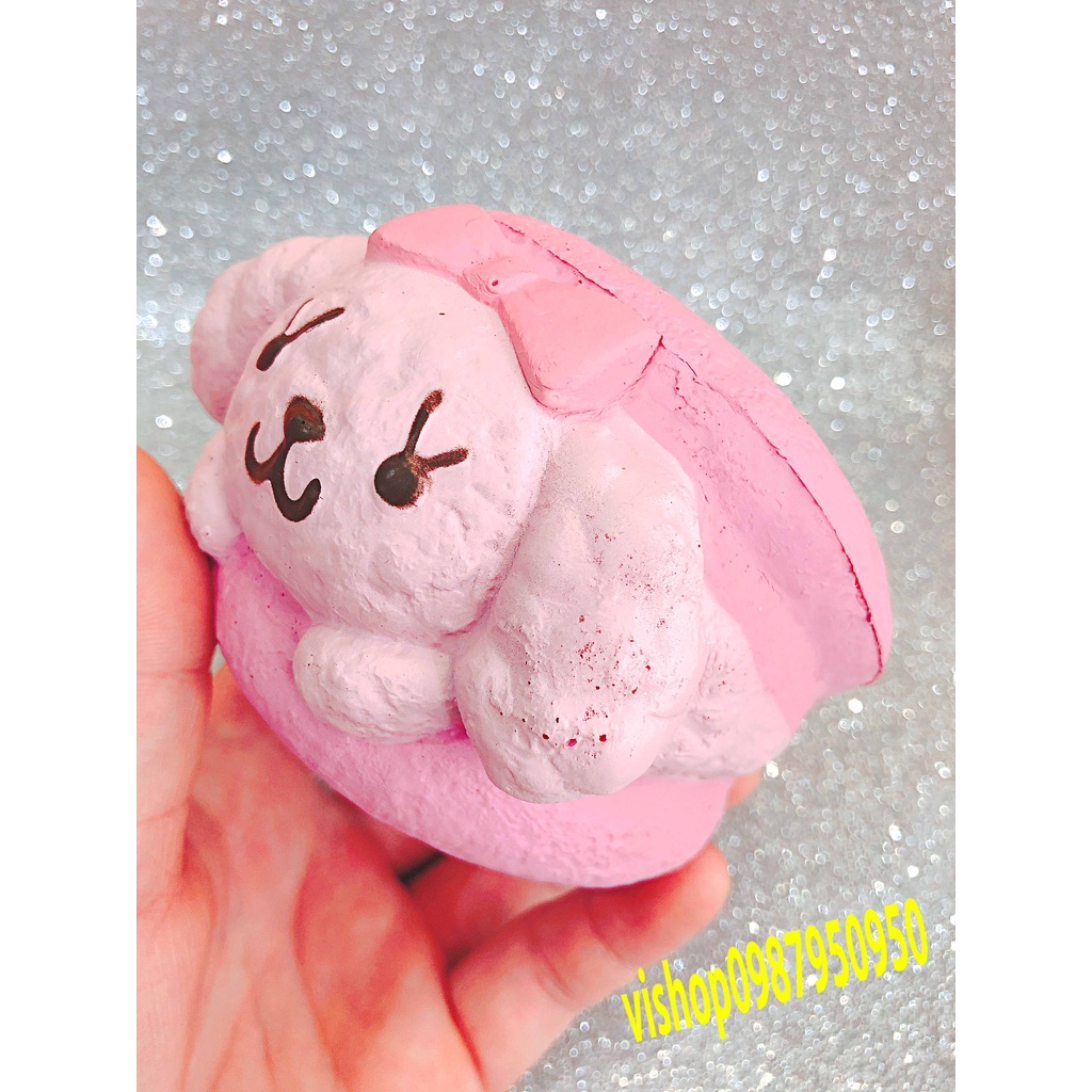 Squishy Lớn JUMBO Hình bánh cún đeo nơ hồng Đồ Chơi Xốp Giảm Stress Hình mềm mịn dễ Thương đàn hồi Cho Bé