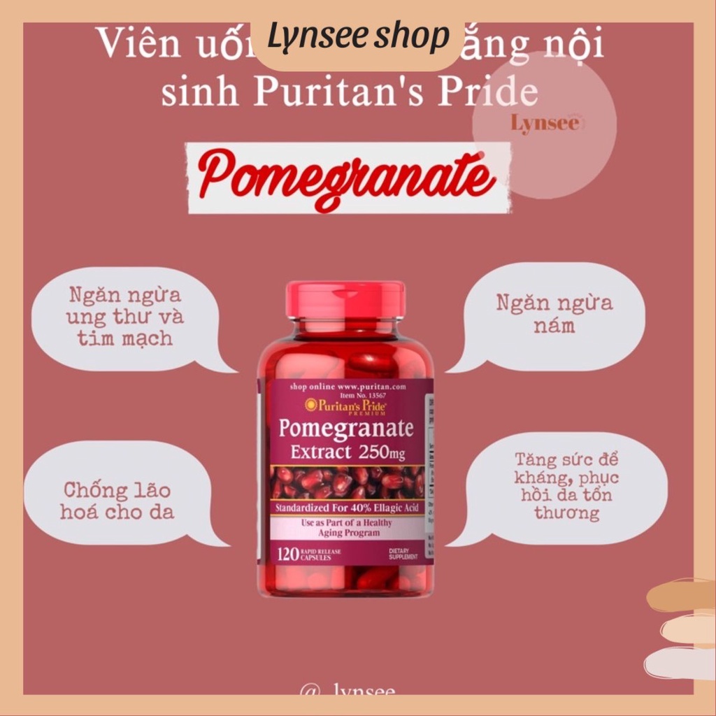 Viên uống chống nắng tinh chất lựu Puritan’s Pride Pomegranate - Lynsee Shop