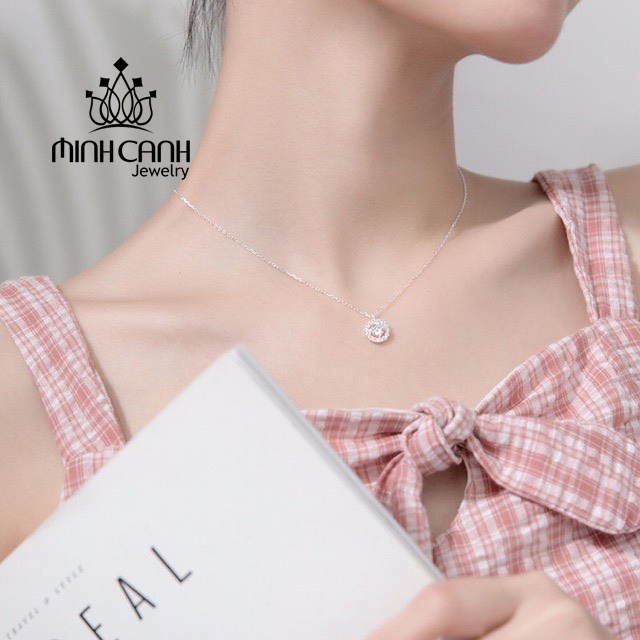 Vòng Đeo Cổ Bạc Đá Tròn Minh Canh Jewelry