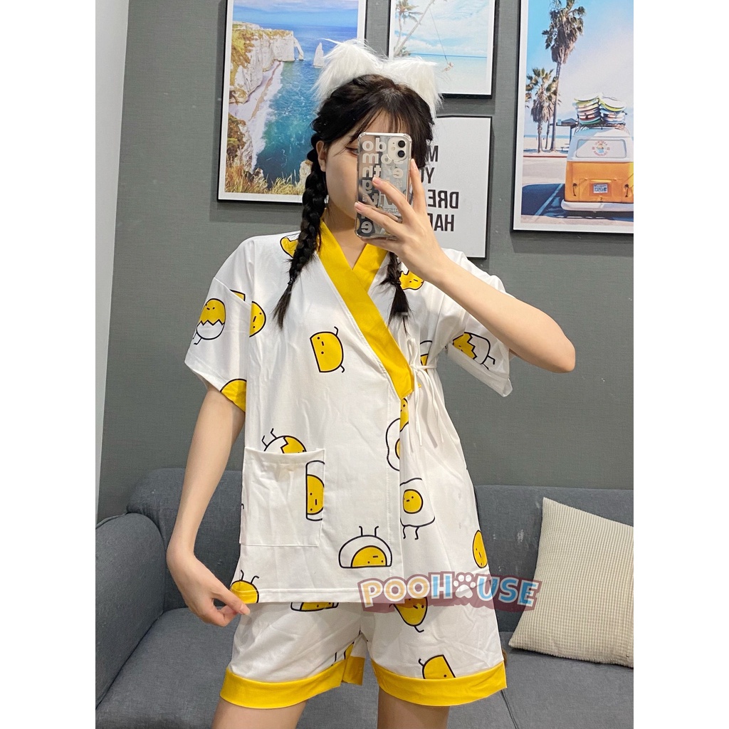 [Deal mua kèm] Bộ đồ ngủ Kimono chất liệu cotton, kiểu dáng Pyjama kimono ngủ phong cách Nhật bản - Poohouse | BigBuy360 - bigbuy360.vn