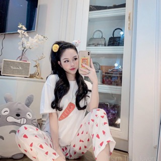 Bộ đồ ngủ chất siêu đẹp kute hột me Loại 1