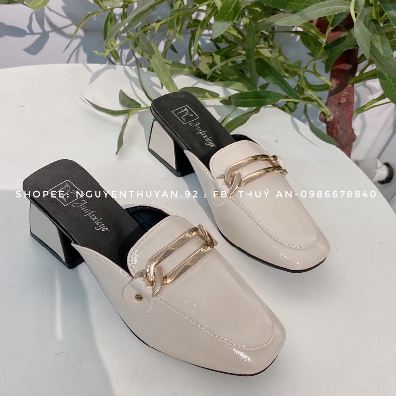 Hài sục da L1 gót 6cm⚡️ANDU STORE⚡️