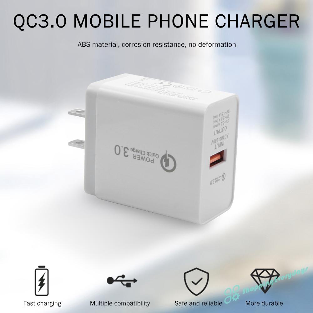 Củ Sạc Nhanh Qc3.0 Usb Cho Điện Thoại / Máy Tính Bảng