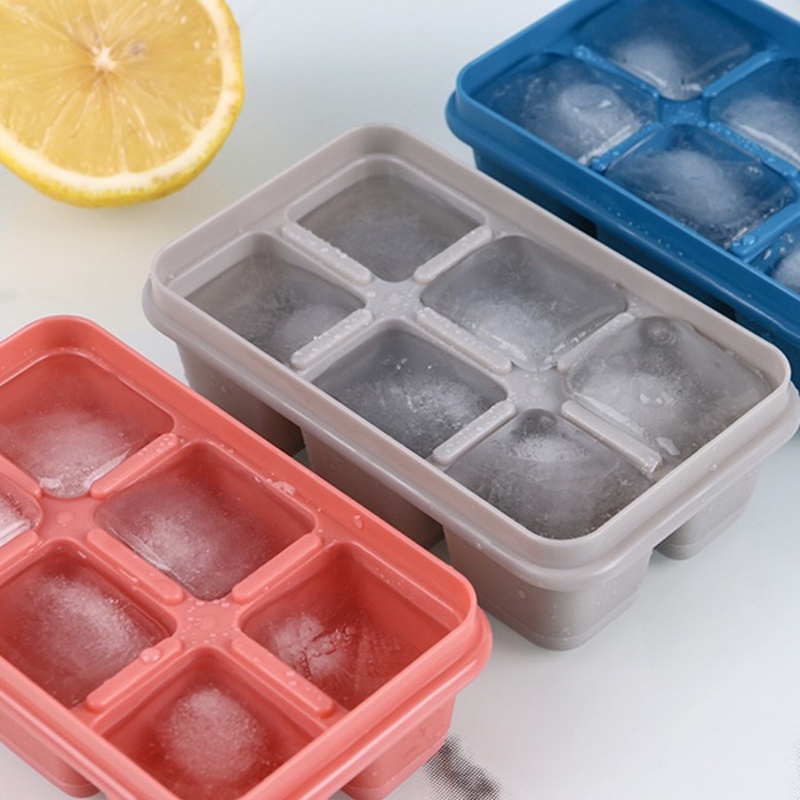 Khay làm đá viên silicon 6 ngăn có nắp đậy