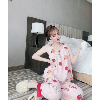 Đồ Bộ Mặc Nhà - Bộ 2 Dây Cổ Yếm Lụa Mango