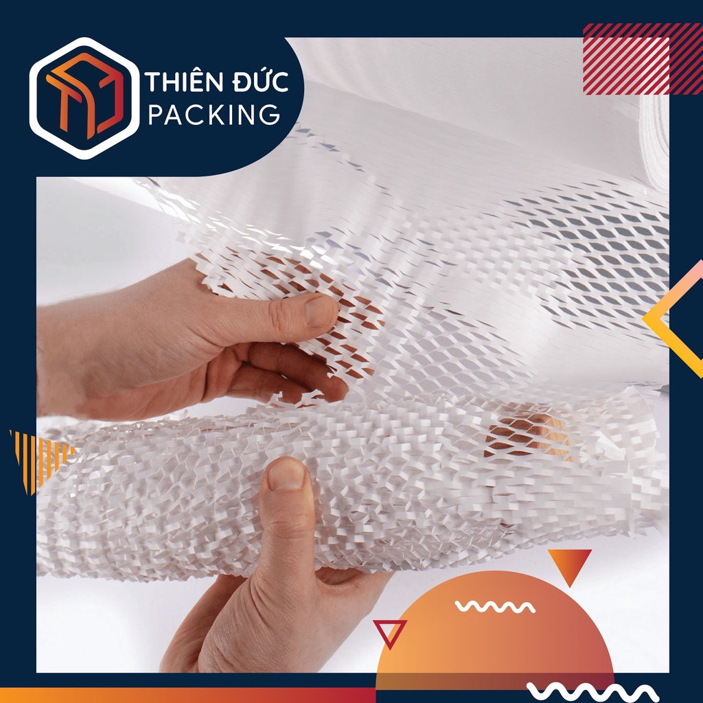 Cuộn giấy tổ ong 38cm x 30m giấy xi măng kraft chống sốc bọc hàng honeycomb dùng gói quà, lót hộp