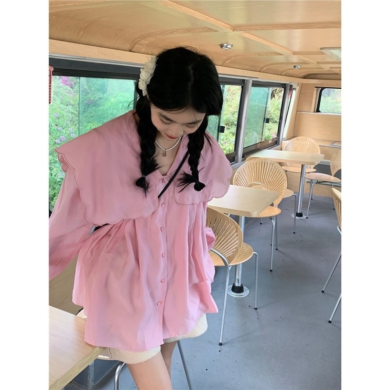 Áo Sơ Mi Tay Dài Dáng Rộng Thời Trang Mùa Xuân Xinh Xắn Cho Nữ