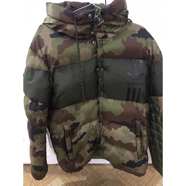 Pass áo phao nam Adidas original camo jacket sz L (70-75kg mặc đẹp)