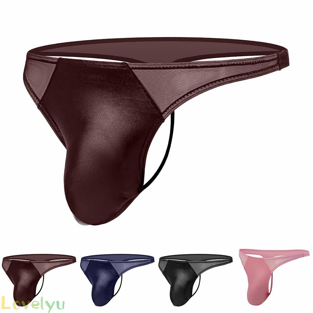 &lt;READY STOCK&gt;Men Erotic Panties Sexy Patent Leather Transparent Mesh G String TBack Thong Underwear RaeSlU Aufose100% brand new！