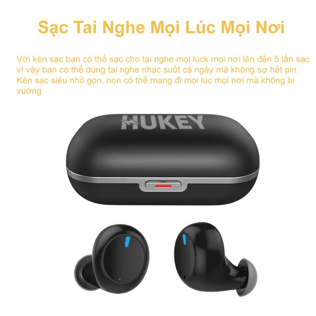 Tai nghe bluetooth HUKEY S8/S8 Plus (S8P) không dây hoàn toàn  - Bass sâu - Đối thủ FUNCL, QCY, Haylou