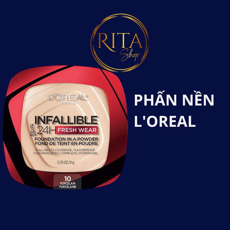 [Bill Mỹ -Canada] Phấn nền kiềm dầu Loreal Infallible 24 hours fresh wear powder foundation chống thấm nước