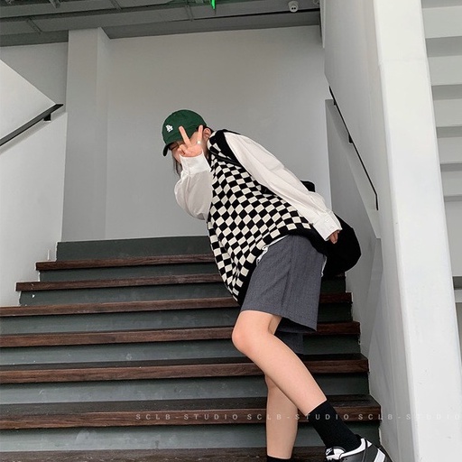 Gile Len Hàn Quốc, Áo Len Nữ Họa Tiết Kẻ Caro Cá Tính Phong Cách Ulzzang Form Rộng FreeSize | BigBuy360 - bigbuy360.vn