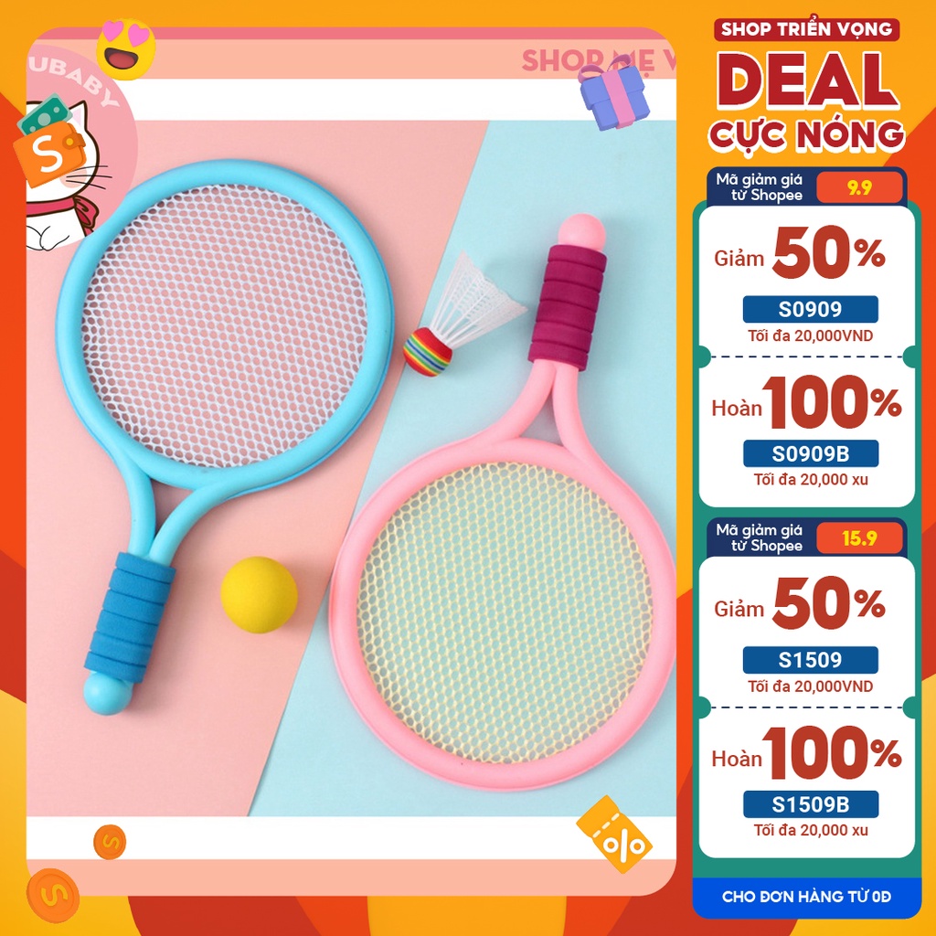 Bộ 2 Vợt Đánh TENNIS Kèm 1 Quả Bóng Tennis Và 1 quả cầu lông Cho Bé - Vợt cầu lông trẻ em