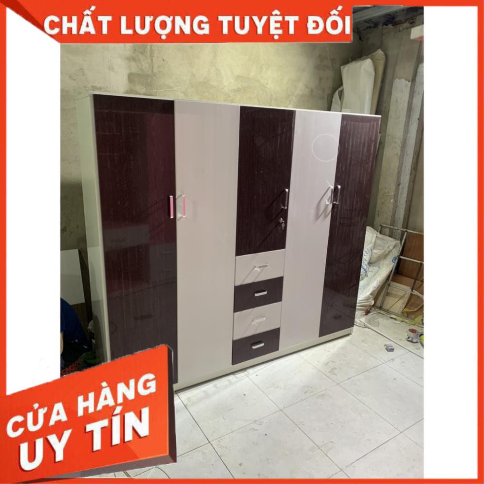 Tủ nhựa đài loan 5 cánh 2 ngăn kéo ngang 2m05 cao 1m85, tủ nhựa gia đình