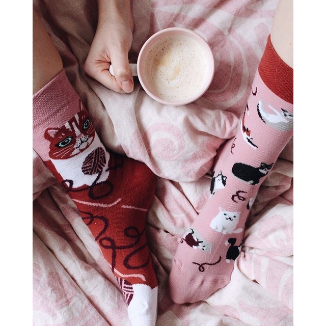Tất(vớ) Nam Nữ họa tiết PLAYFUL CAT chất liệu cotton mềm mại đi êm chân và thấm hút mồ hôi và dễ chịu - PHÊ TẤT