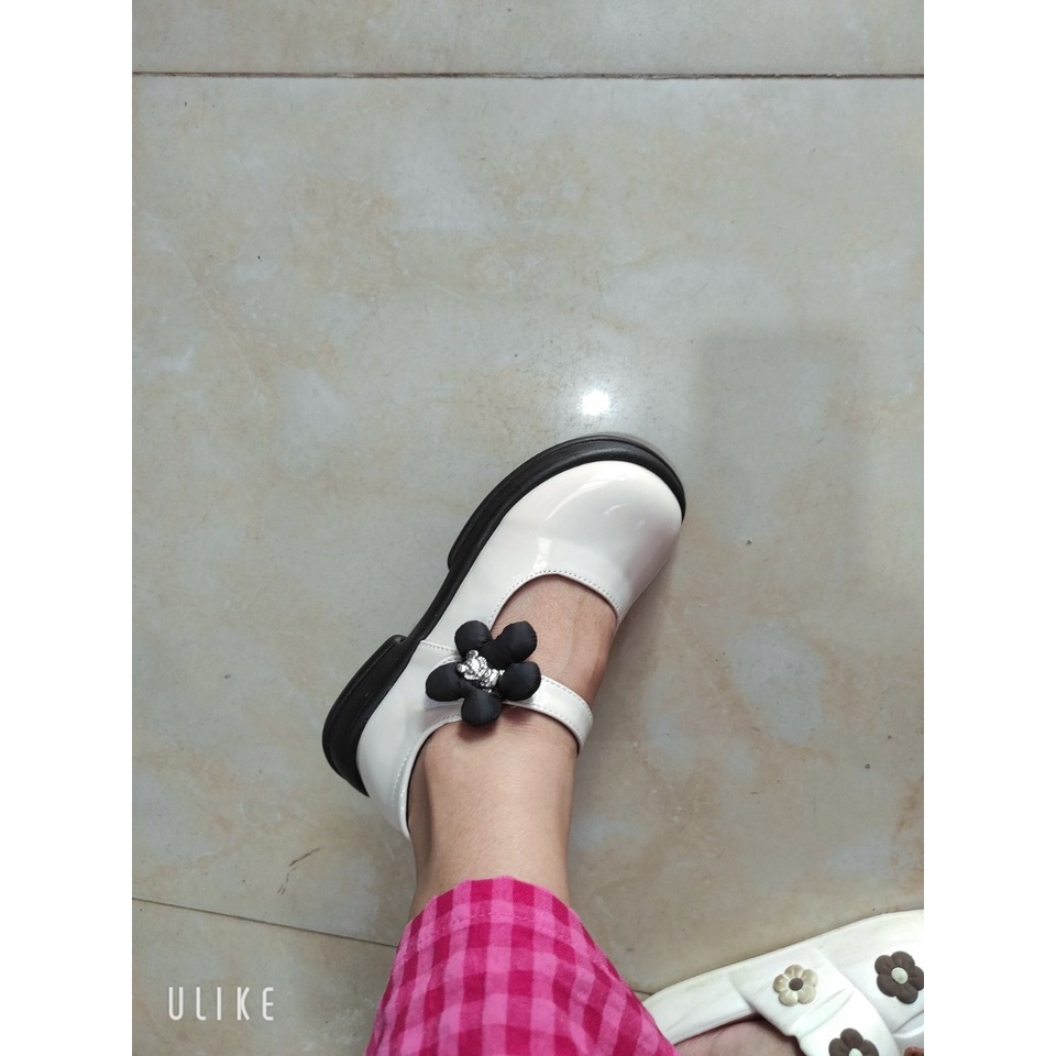 Giày Búp Bê Công Chúa Cho Bé Gái 3 Tuổi-12 Tuổi, Giày Vintage Bé Gái Đính Hoa Gấu Da Mềm Siêu Xinh