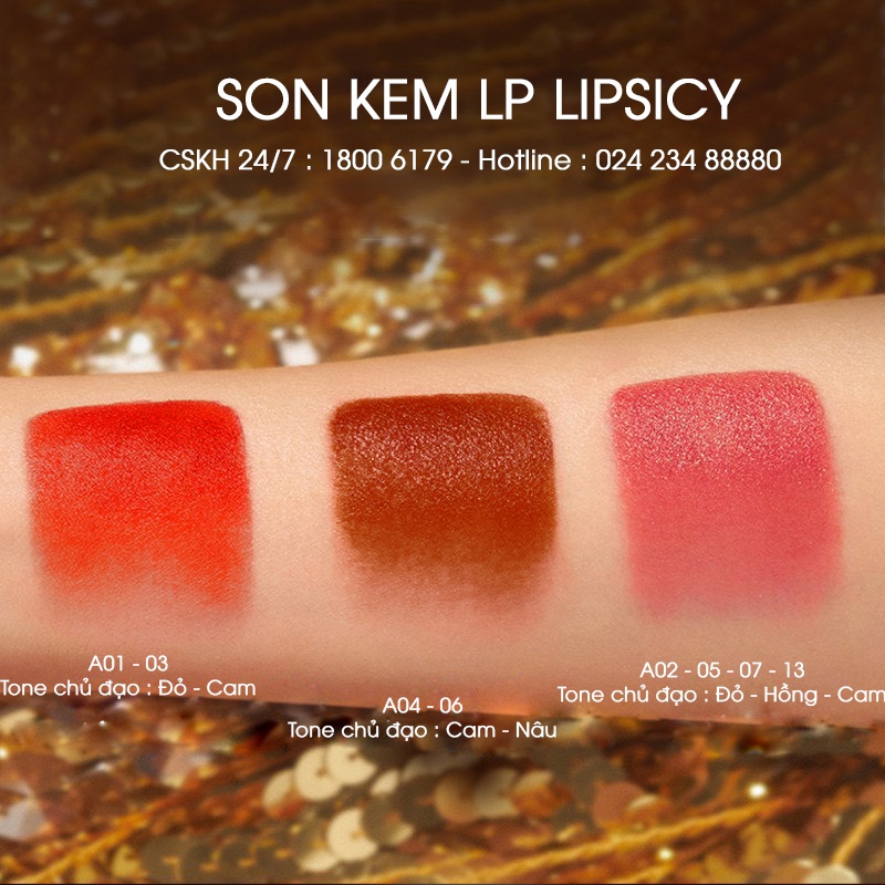 Son Kem LIPSICY Màu Lì Mềm siêu Mịn Dưỡng Môi Lâu Trôi 5g