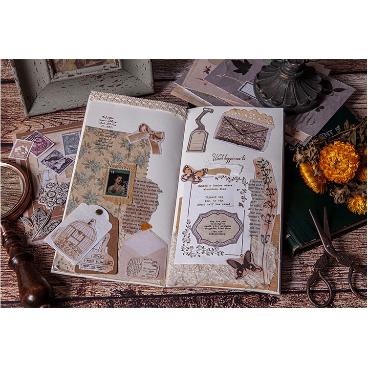 Giấy nền trang trí sổ vintage set 8 tờ HD120-K78 Decor sổ DIY Crafts, Scrapbook, Journal, Diary, Planner, Wal Seal Ect