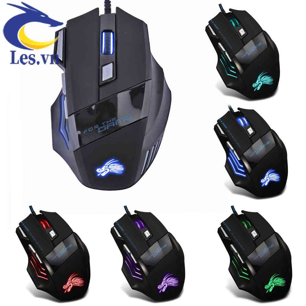 Chuột Quang Gaming 5500DPI Có Đèn LED 7 Nút Bấm Chuyên Nghiệp