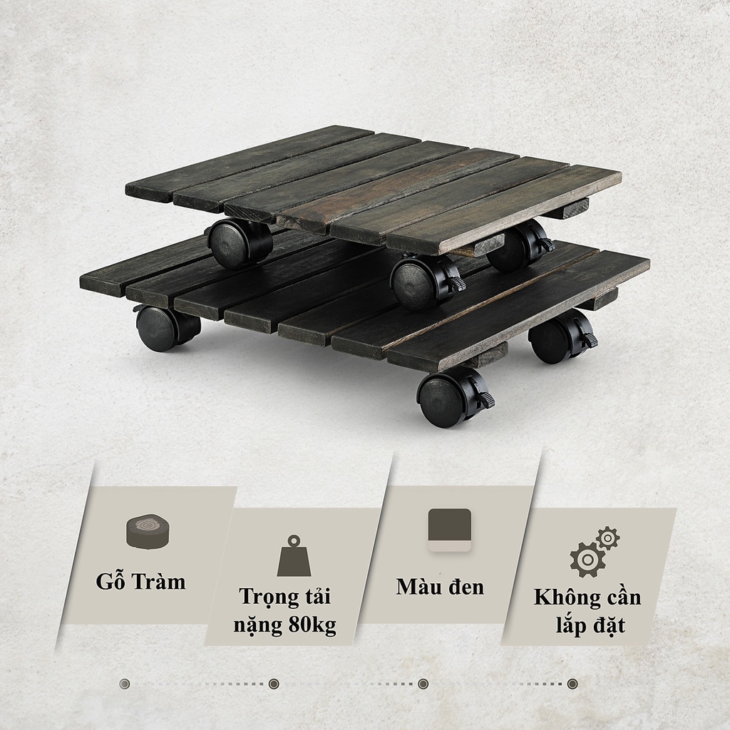 Đế Lót Chậu Cây, Có Bánh Xe, Nhiều Màu, Đường Kính 30cm - Hàng Loại A Xuất Khẩu