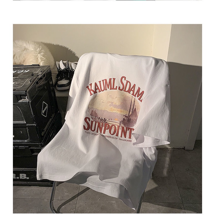 Áo Thun Dáng Rộng Phong Cách Harajuku Hàn Quốc Đơn Giản Cho Nam Nữ Size 3XL